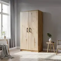 Masseno Drehtürenschrank SILO 90/180/50 cm 2-türig Schlafzimmer Schrank Kleiderschrank Eiche Artisan
