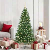 vidaXL "Schlussverkauf" Weihnachtsbaum(1 pc) - Kunstbaum/Tannenbaum - mit 150 LEDs mit Ständer Grün 150 cm PE C7631