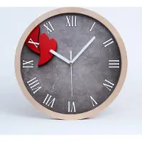 Tulup Holzuhr 20fi cm wanduhr - weiße Spitzen - rote Herzen