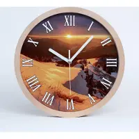 Tulup Holzuhr 25fi cm wanduhr - weiße Spitzen - Winter in den Bergen