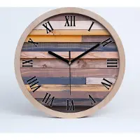Tulup Holzuhr 20fi cm wanduhr - schwarze Spitzen - Holzwand