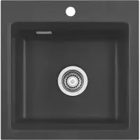 SYSTEMCERAM KeraDomo Spüle KARA 51 in SCHIEFER mit Handbetätigung / ab Schrankbreite 50 cm / Einbauspüle