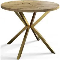 Alpi Möbel Alpi Moebel, Runder Esstisch Loft Liten, Modern Ausziehbarer Tisch 90-170 cm, Mattbraun mit Gold Metallbeinen