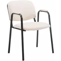 In And OutdoorMatch Besucherstuhl - Esszimmerstuhl - Kaycee - Weißes Kunstleder - schwarzes Gestell - bequem - modernes Design - 1er-Set - Sitzhöhe 47 cm - Deluxe