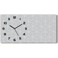 Tulup Wanduhr aus Glas – 60x30 cm - Glasbild - Glasuhr - Gehärtetes Glas - schwarze-zeiger - Geometrischer Hintergrund