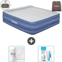 Bestway Luftmatratze - 2-Personen - 193 x 203 x 56 cm - Grau/Blau - Inklusive Zubehör