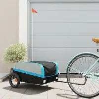 vidaXL "im Angebot" Fahrradanhänger für Haustiere - mit Wetterfester Bezug - Schwarz und Blau 30 kg Eisen - Fahrradanhänger CC25218