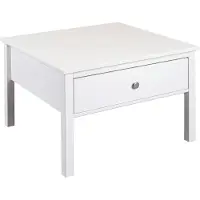 Inter Link Couchtisch - 70 x 70 cm - 1 Schublade - Weiß - Kiefernholz massiv