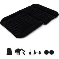 Goplus Auto Matratz, Luftmatratze mit Pumpe, 3 Düsen und Tragetasche, Matratze 190 x 130 cm aus beflocktem Stoff, Auto Bett für Reisen, Schwarz