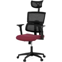 Autronic Bürostuhl, Stoffbezug bordeaux und Netzgewebe schwarz MESH, Wippmechanik (KA-B1025 BOR)