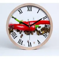Tulup Holzuhr 25fi cm wanduhr - schwarze Spitzen - und Chilischote