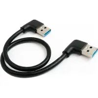 System-S USB 3.0 Kabel 30 cm Typ A Stecker zu Stecker rechter Winkel in Schwarz