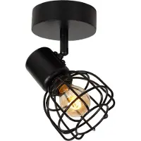 Licht-Erlebnisse Spot Metall verstellbar B: 10 cm Schwarz E14 Retro Design Frame Schirm Strahler