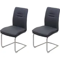 Chefgastro 2er-Set Esszimmerstuhl | HxBxT 92x47x57cm | Sitzhöhe 49cm | Stoff/Textil Edelstahl gebürstet | Dunkelgrau | Küchenstuhl Freischwinger Stuhl