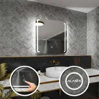 Alasta Badspiegel mit LED Beleuchtung und Touch-Schalter - Oslo - 80 cm, 80 cm