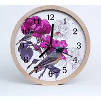 Tulup Holzuhr 30fi cm wanduhr - Vögel Tiere Blumen