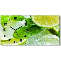 Tulup Wanduhr aus Glas – 60x30 cm - Glasbild - Glasuhr - Gehärtetes Glas - schwarze-zeiger - Kalk mit Eis