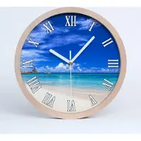 Tulup Holzuhr 30fi cm wanduhr - weiße Spitzen - tropischer Strand