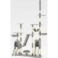 Markenlos Katzen-Kratzbaum mit Sisal-Kratzsäulen 230-250 cm Grau Katzenmöbel für kleine und große Katzen