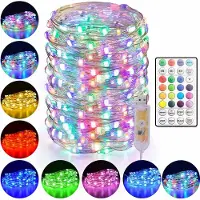 ROSNEK 10m 100 LEDs Bunt Lichterkette Innen Deko Kupferdraht Lichter mit Fernbedienung