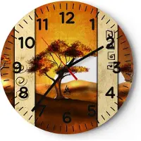 ARTTOR Wanduhr - Rund - Glasuhr - Modern baum savanne wüste - 30x30cm - Schleichendes Uhrwerk - Lautlos - zum Aufhängen bereit - Dekoration Modern - Wanddekoration aus Glas - C4AR30x30-1883