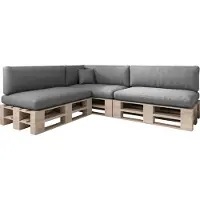 Sunnypillow Palettenkissen Outdoor, wasserdicht, UV-lichtecht - 8er Set - Palettenauflage für Palettensofa für Haus, Garten - Palettenpolster für Palettenmöbel - Rückenkissen & Sitzkissen Grau