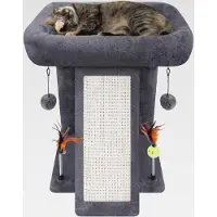 Markenlos Kratzbaum mit Kratzbaum für Indoor-Katzen, Aktivitätszentrum, Kletterbaum, Katzenmöbel mit verspielten Spielzeugbällen, Grau