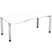 Geramöbel Schreibtisch links wei0/weißalu 4-Fuß Flex, BxT: 1800x800/1000mm