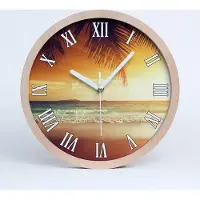 Tulup Holzuhr 30fi cm wanduhr - weiße Spitzen - tropischer Strand