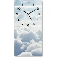 Tulup Wanduhr aus Glas – 30x60 cm - Glasbild - Glasuhr - Gehärtetes Glas -Flug über die Wolken