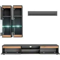AEA Luxus Wohnwand tv Ständer Holz Designer Wohnzimmer Grau Möbel Wandschrank