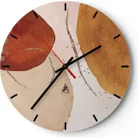 ARTTOR Wanduhr - Rund - Glasuhr - Orange Abstraktion Flecken - 30x30cm - Schleichendes Uhrwerk - Lautlos - zum Aufhängen bereit - Dekoration Modern - Wanddekoration aus Glas - C3AR30x30-4696