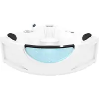 AcquaVapore Whirlpool Vollausstattung Pool Badewanne Eckwanne Wanne W25H-TH-SC 150x150cm mit Heizung, aktive Schlauch-Reinigung