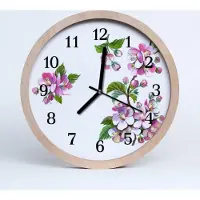 Tulup Holzuhr 20fi cm wanduhr - Blumen Blumen