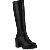 Van Hill Damen Leicht Gefütterte Klassische Stiefel Profil-Sohle Schuhe 840752, Farbe: Schwarz, Größe: 36