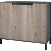 Vladon Kommode Sylt V3, Moderner Küchenschrank mit 2 großen Türen Anthrazit matt / Eiche Nordic (92,5 x 83.5 x 35)