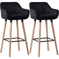 CLP 2er Set Barhocker Grant Samt schwarz