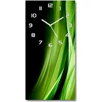Tulup Wanduhr aus Glas – 30x60 cm - Glasbild - Glasuhr - Gehärtetes Glas -Grüne Wellen Hintergrund