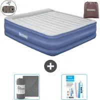 Bestway Luftmatratze - 2-Personen - 193 x 203 x 56 cm - Grau/Blau - Inklusive Zubehör