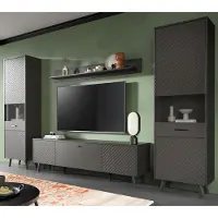 Inn.Furn Wohnwand "Madea" in grau matt Wohnkombination 4-teilig 331 x 195 cm, inklusive Beleuchtung