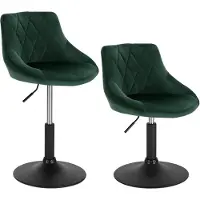 Woltu Barhocker 2er Set Tresenhocker Barsessel mit Rückenlehne aus Samt und Metall, Dunkelgrün