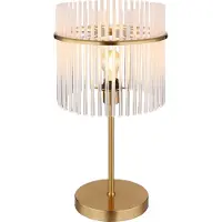 Globo Tischleuchte Metall goldfarben matt, Glasstäbe opal, klar verlaufend, Kabel PVC schwarz, Wippschalter am Kabel, ø: 300mm, H: 545mm, Kabellänge 1500mm, exkl. 1x E27 60W 230V