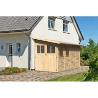 Karibu Gartenhaus Gerätehaus Wandlitz 4 naturbelassen 181x355x230 cm