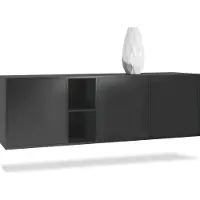 Vladon Kommode Cuba, Germany, Schwarz matt/Schwarz matt - Modernes Sideboard für Ihr Wohnbereich - (BxHxT) 182x53x35 cm
