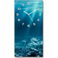 Tulup Wanduhr aus Glas – 30x60 cm - Glasbild - Glasuhr - Gehärtetes Glas -Unterwasserwelt