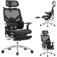 Adler Expert 9.6 | Bürostuhl Ergonomischer Schreibtischstuhl mit Lordosenstütze | Kopfstütze Armstütze Wippfunktion | Schwarz