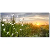Tulup Wanduhr aus Glas – 60x30 cm - Glasbild - Glasuhr - Gehärtetes Glas - weisse-zeiger - Weizenfeld