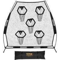 Vevor Fußballtrainer Wurfnetz Übungsnetz (2265 x 1060 x 2100 mm) mit 5 Zieltaschen & tragbarer Aufbewahrungstasche & Gurten, Wurfelziel-Training für die Passgenauigkeit des Quarterbacks, Schwarz