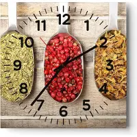 ARTTOR Wanduhr - Quadrat - Glasuhr - Samen Kräuter Gewürze Gewürze - 40x40cm - Schleichendes Uhrwerk - Lautlos - zum Aufhängen bereit - Dekoration Modern - Wanddekoration aus Glas - C4AC40x40-2474