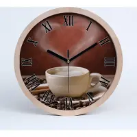 Tulup Holzuhr 30fi cm wanduhr - schwarze Spitzen - aromatischer Kaffee
